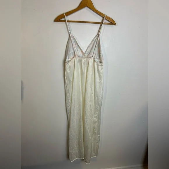 Vintage Slip midi Dress Size L V-Neck Pastel tones Grandmacore Lightweight - Picture 3 of 11